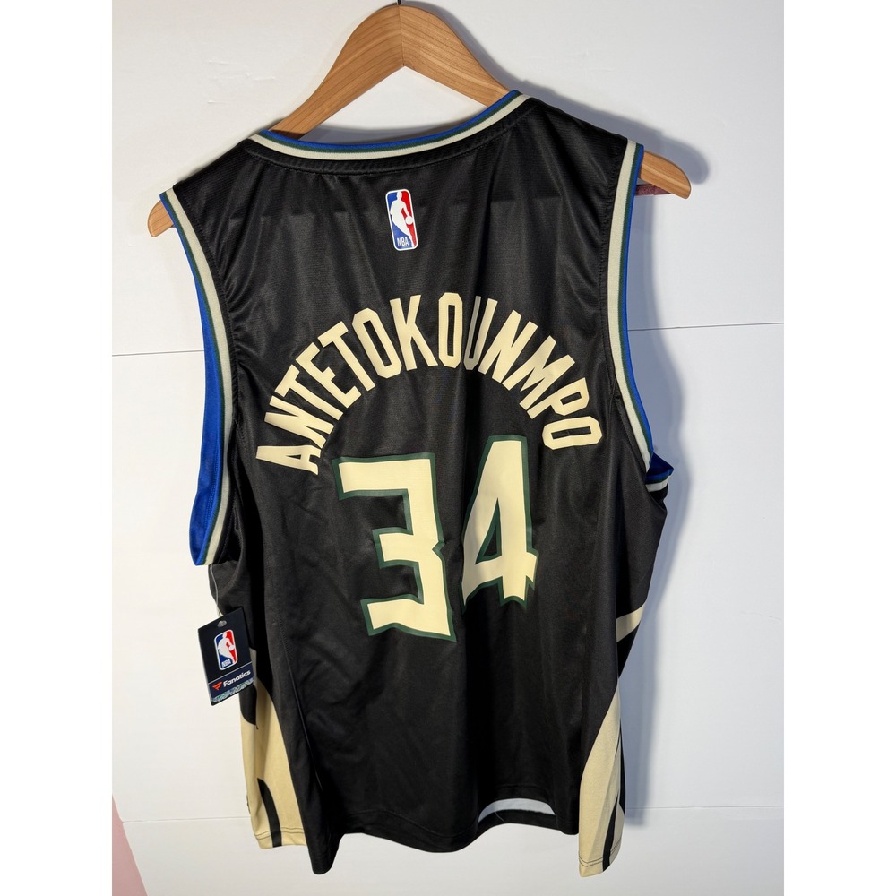Fanatics Milwaukee Bucks Giannis Antetokounmpo 34 Statement Jersey XL Black NBA